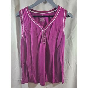 Liz Claiborne Size Large Pink Split V Neck Sleeveless Tank Top RN 17363